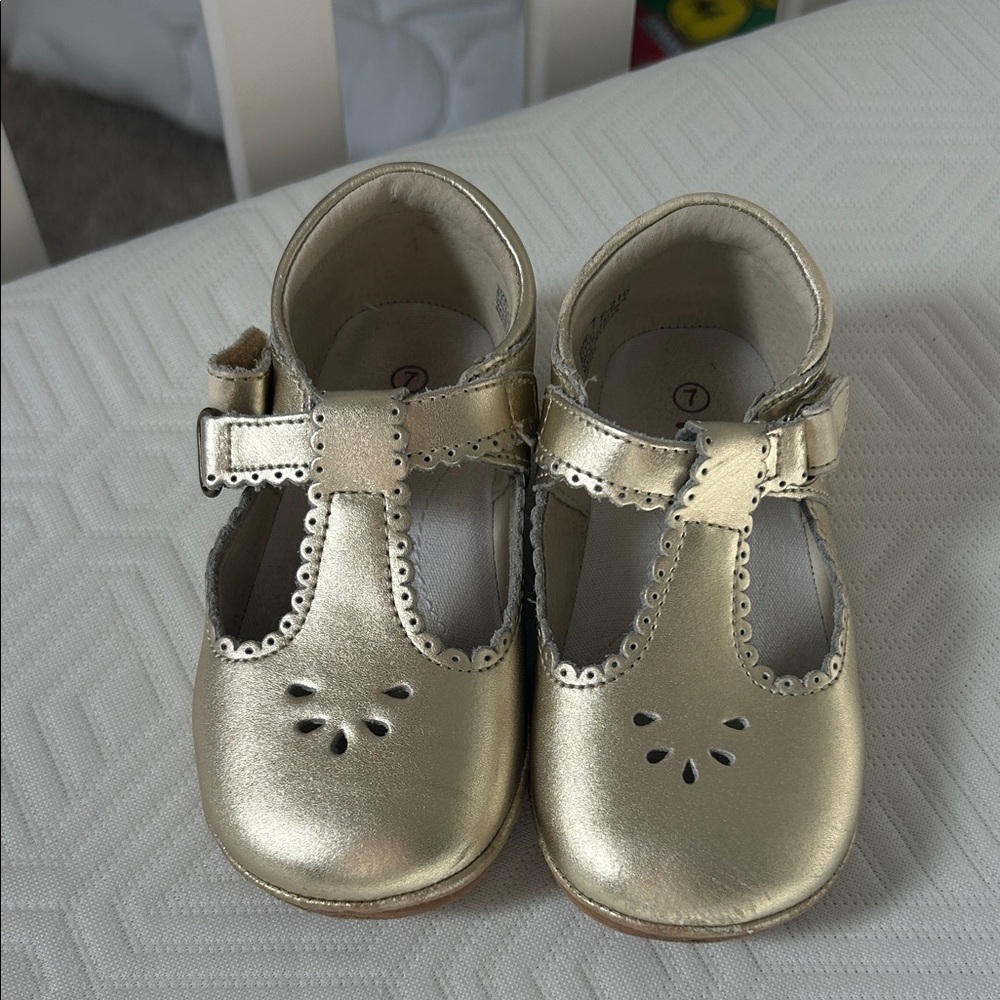 Kids Gold Mary Jane Dress Shoes
